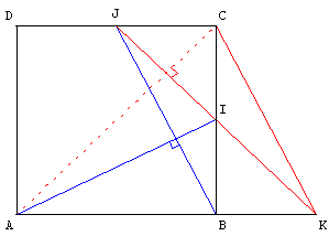 deux paires de droites perpendiculaires menees d'un sommet au milieu d'un côté d'un carré - copyright Patrice Debart 2003