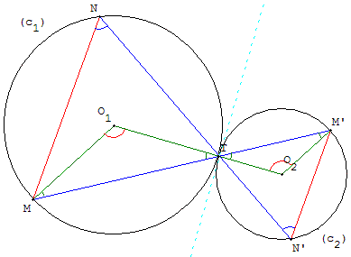 cordes de cercles tangents - copyright Patrice Debart 2003