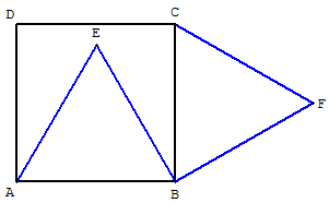 montrer un alignement - carré et triangles équilatéraux - copyright Patrice Debart 2012