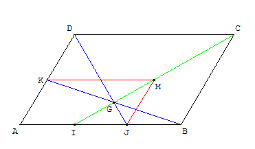 alignement de 4 points dans un parallelogramme - copyright Patrice Debart 2002