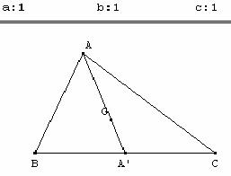 isobarycentre d'un triangle - copyright Patrice Debart 2002