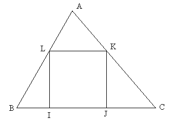 Olympiades académiques de mathématiques - carré inscrit dans un triangle - copyright Patrice Debart 2004