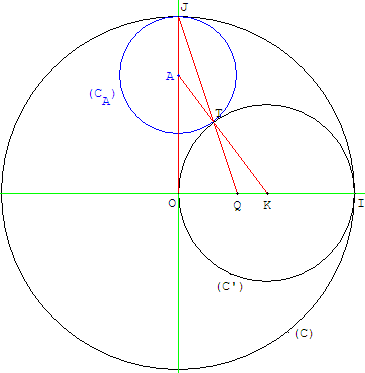 olympiades académiques de mathématiques - cercle tangent à deux cercles - copyright Patrice Debart 2004