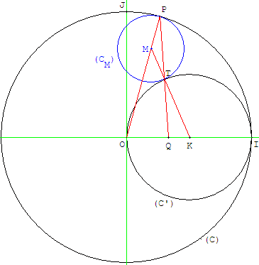 Olympiades académiques de mathématiques - cercle tangent à deux cercles - copyright Patrice Debart 2004