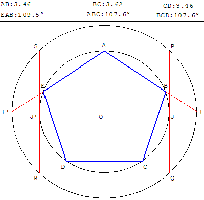 Pentagone régulier des batisseurs du moyen-age - copyright Patrice Debart 2003