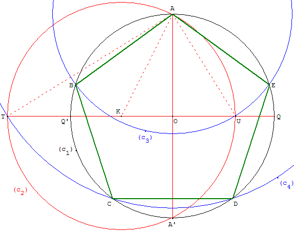 construction du pentagone regulier de Durand - copyright Patrice Debart 2003