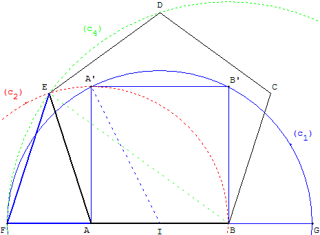 pentagone regulier et triangle d'or - copyright Patrice Debart 2003