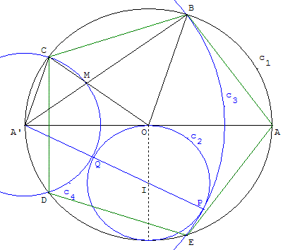 construction du pentagone regulier par cercles tangents - copyright Patrice Debart 2003