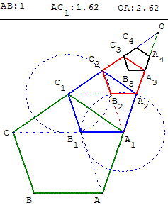 Pentagone régulier et nombre d'or - copyright Patrice Debart 2003