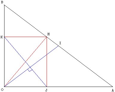 geometrie du triangle rectangle - hauteur et mediane - copyright Patrice Debart 2003