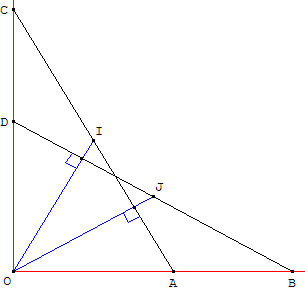 geometrie du triangle rectangle - hauteur et mediane - copyright Patrice Debart 2003