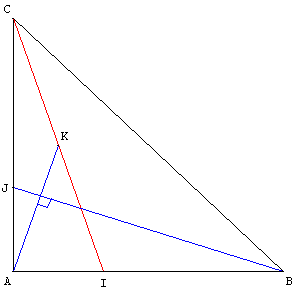 geometrie du triangle - droites perpendiculaires dans un triangle rectangle isocele - copyright Patrice Debart 2003