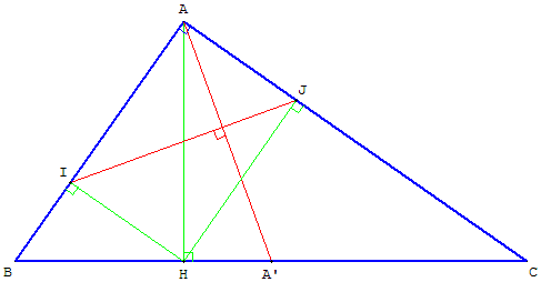 droites perpendiculaires dans un triangle rectangle - copyright Patrice Debart 2007