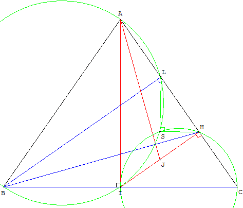 similitude transformation géométrique - droites perpendiculaires dans un triangle isocèle - copyright Patrice Debart 2003