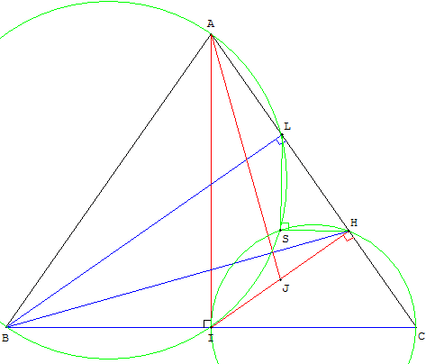 similitude transformation géométrique - droites perpendiculaires dans un triangle isocèle