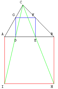 transfomaton géométrique homothétie - carre inscrit dans un triangle - copyright Patrice Debart