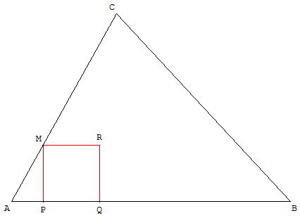 transfomaton géométrique homothétie - inscrire un carré dans un triangle - copyright Patrice Debart