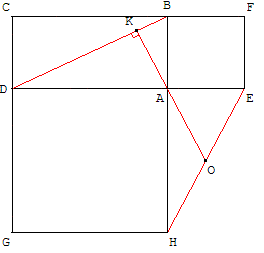 transformation géométrique similitude - médiane et hauteur dans deux carrés autour d'un rectangle 