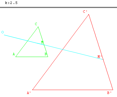 homothétie transfomaton géométrique - transformé d'un triangle - copyright Patrice Debart