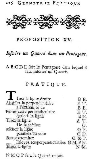 Traité de géométrie-inscrire un carré dans un pentagone