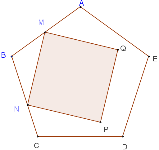 carré inscrit dans un pentagone - figure Geogebra - copyright Patrice Debart 2011