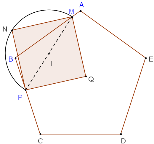 carré inscrit dans un pentagone - figure Geogebra - copyright Patrice Debart 2011