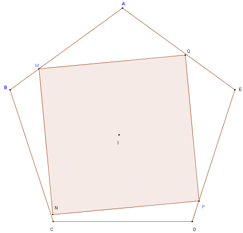 carré inscrit dans un pentagone - figure Geogebra - copyright Patrice Debart 2011