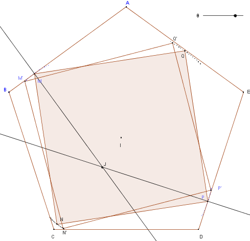 carré inscrit dans un pentagone - figure Geogebra - copyright Patrice Debart 2011