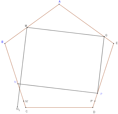 carré inscrit dans un pentagone - figure Geogebra - copyright Patrice Debart 2011