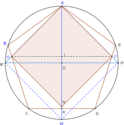 carré inscrit dans un pentagone - figure Geogebra - copyright Patrice Debart 2011