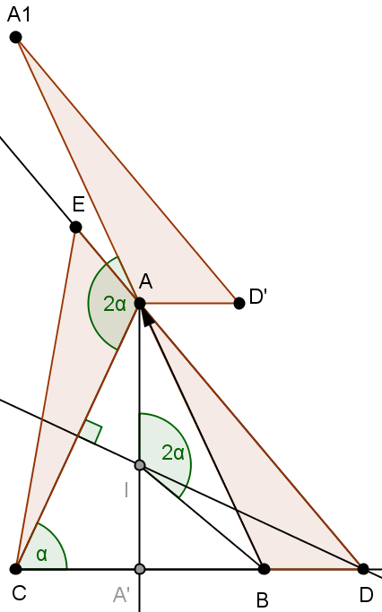 isometrie autour du triangle isocèle - figure Geogebra - copyright Patrice Debart 2011