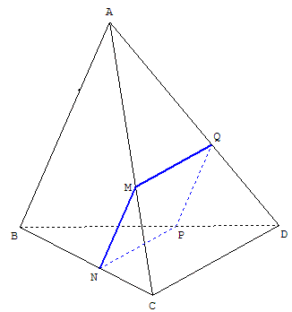 section plane d'un tétraèdre- copyright Patrice Debart 