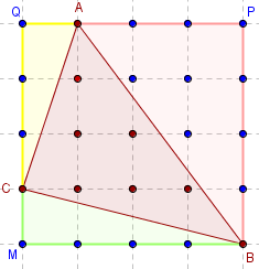 la planche a clous - aire d'un triangle dans le geoplan 5 x 5 - copyright Patrice Debart 2012