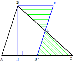 aire du triangle - a transformer en parallélogramme vertical - copyright Patrice Debart 2008