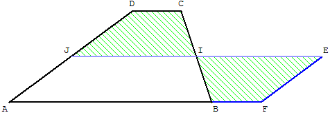 aire du trapèze transformé en parallélogramme - copyright Patrice Debart 2008