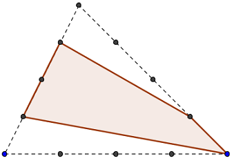 quadrilatère inscrit dans un triangle - figure Geogebra - copyright Patrice Debart 2008