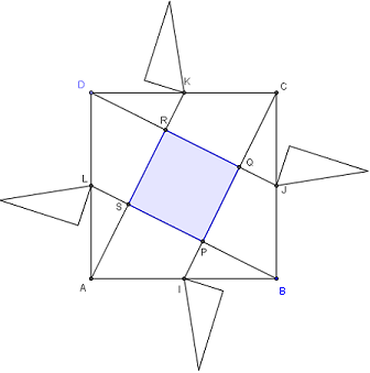 le carré au collège - multiplication par 5 de la surface d'un carré - figure Geogebra - copyright Patrice Debart 2007