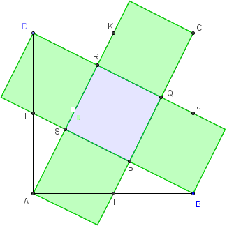 le carré au collège - multiplication par 5 de la surface d'un carré - figure Geogebra - copyright Patrice Debart 2007