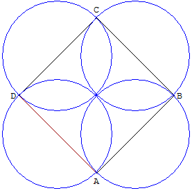 sangaku - 4 cercles autour d'un carre - copyright Patrice Debart 2004