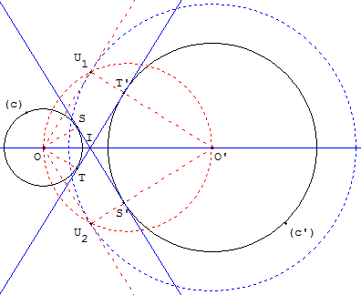 tangentes communes à deux cercles - copyright Patrice Debart 2004