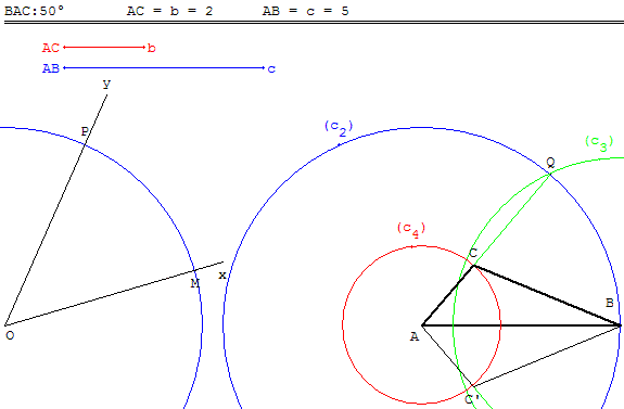 geometrie du triangle - construire un triangle connaissant 2 cotes et un angle