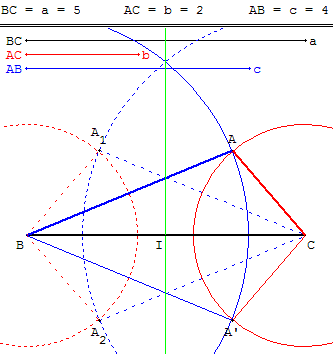 geometrie du triangle - quatre constructions - copyright Patrice Debart 2006