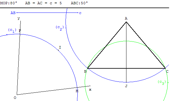 geometrie du triangle - constuction d'un triangle isocele - copyright Patrice Debart 2002