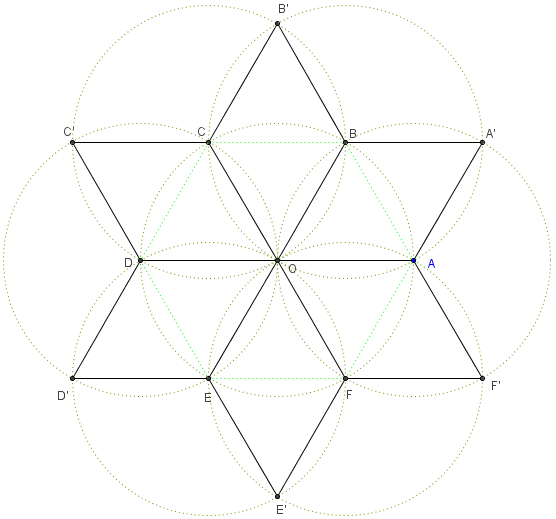 constructions avec contraintes - fleur de six petales en forme de losange - copyright Patrice Debart 2008