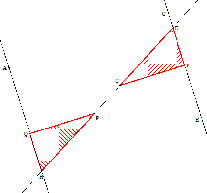 construction avec une equerre - tracer des paralleles avec des angles alternes-internes - copyright Patrice Debart 2007