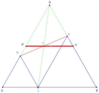 lieu geometrique - milieu des sommets de deux triangles equilateraux - copyright Patrice Debart 2011