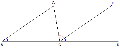 geometrie du triangle - angle extérieur et somme des angles - copyright Patrice Debart 2004