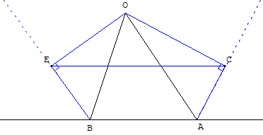 geometrie du triangle - deux triangles rectangles extérieurs au triangle BOA - copyright Patrice Debart 2004