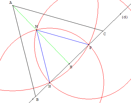 geometrie du triangle equilateral - construire un triangle avec contraintes - copyright Patrice Debart 2004