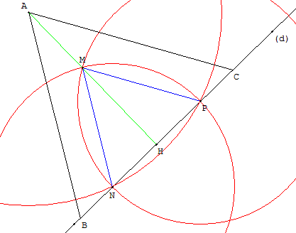 geometrie du triangle équilatéral - construire un triangle avec contraintes - copyright Patrice Debart 2004